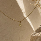 Collier doré fin avec pendentif étoile serti façon zirconium sur fond pierre