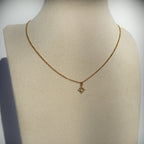 Collier ras de cou doré avec étoile du Nord et oxyde de zirconium présenté sur buste