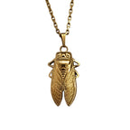 Pendentif cigale doré en relief avec chaîne fine, collier en acier inoxydable